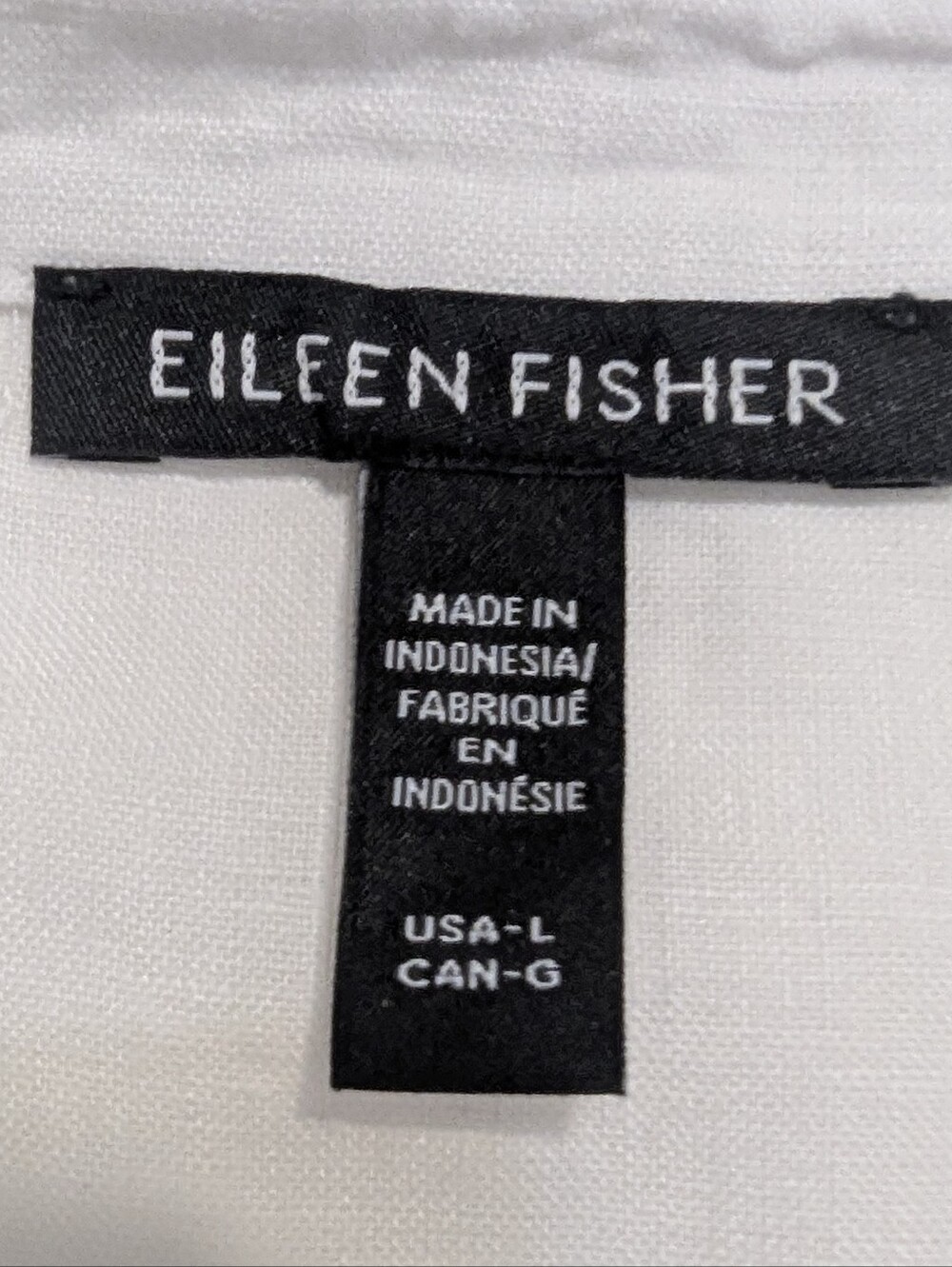 Eileen Fisher Organic Handkerchief Linen Split Neck Top Large White Minimalist - Picture 5 of 7